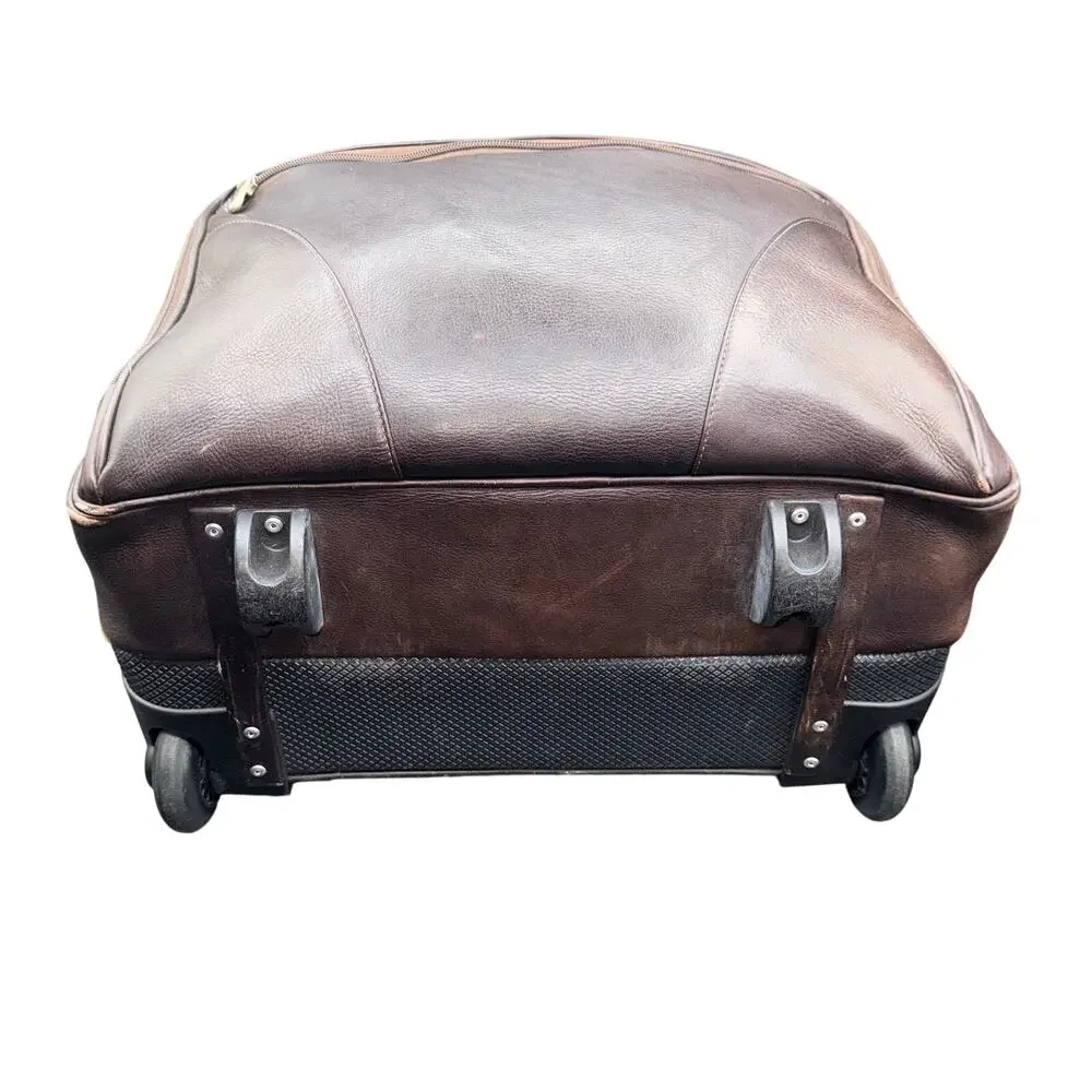Piel Leather Rolling Laptop Briefcase Brown Wheeled Carry On Travel Bag